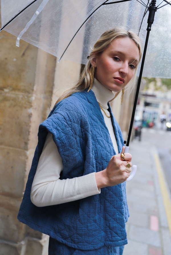 Blue Quilted Gilet - GEQUI