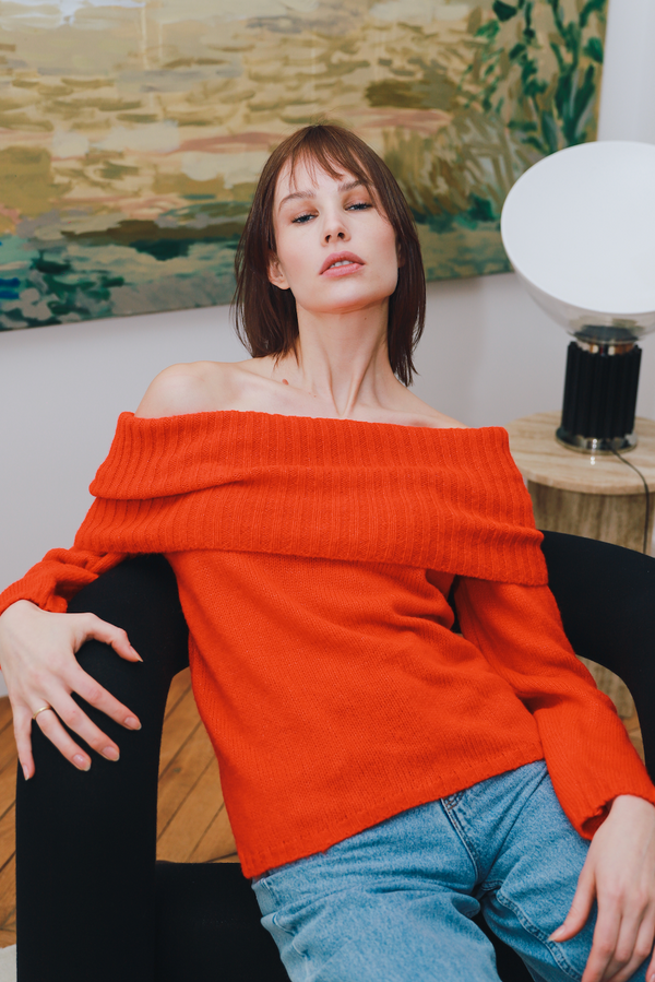 Red Off Shoulder Knitted Top - TOOF