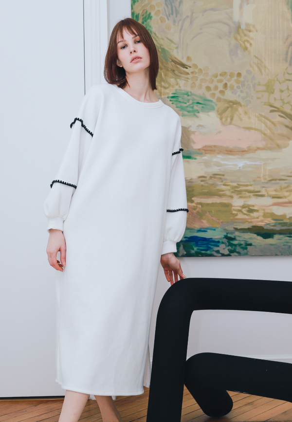 Robe Sweatshirt Midi Blanche - DIVA