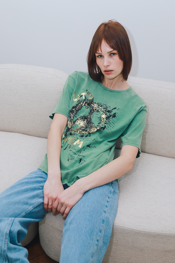 Green T-Shirt With Print - TEEP