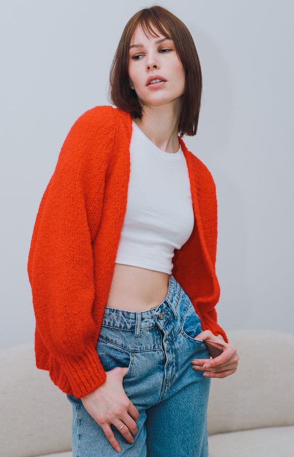 Cardigan En Mohair Rouge - CAROL